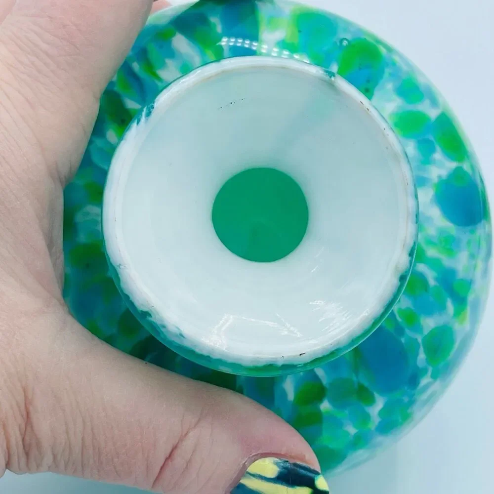 Multi-Colored Blue Green Turquoise Art Glass Speckled Vase